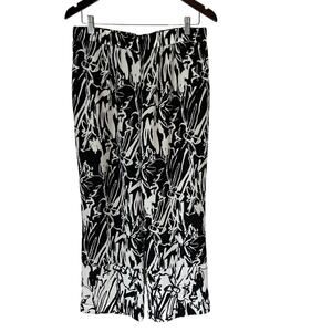 TRUTH + STYLE Pants Womens M Black Wide Leg Cropped Boho Abstract Paint Splatter